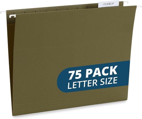 Blue Summit Supplies Hanging File Folders, 75 Pack, Reinforced Hanging Folders Letter Size, Standard File Folders for Filing Cabinet, Hanging File Organizer, Green in Kuwait