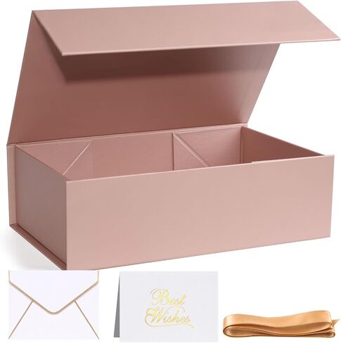 VGOODALL White Gift Box with Lid, Magnetic Closure Gift Box with Ribbon Greeting Card for Presents Christmas Wedding Birthday 9.4"x5.9"x3" in Saudi Arabia