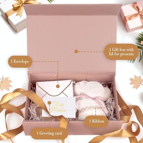 VGOODALL White Gift Box with Lid, Magnetic Closure Gift Box with Ribbon Greeting Card for Presents Christmas Wedding Birthday 9.4"x5.9"x3" in Saudi Arabia
