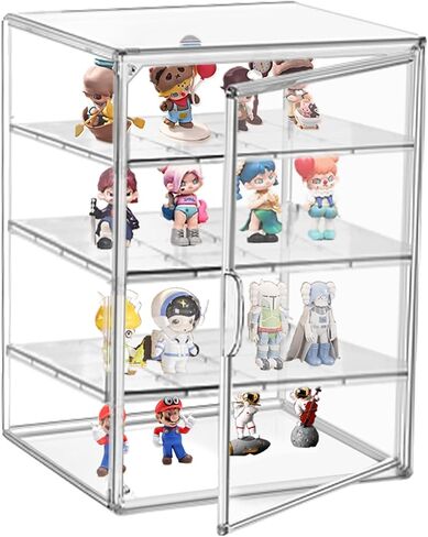 Clear Acrylic Display Case for Figures 4-Tier Collectibles Storage Box with 3 Dividers Stackable Display Stand for Action Figure, Handbag, Shoes,1 Pcs in Saudi Arabia