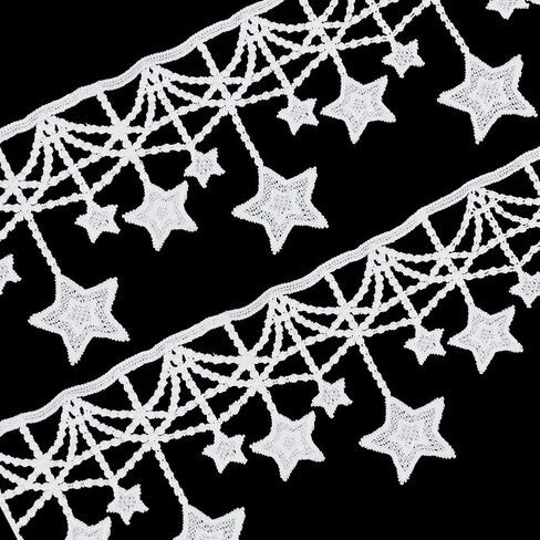 FINGERINSPIRE 7.5 Yards Lace Trim with Leaf Tassel Ribbon White Sewing Fringe Crafts Decorative Trim for Wedding Bridal Dress Party Clothes Decoration in Saudi Arabia