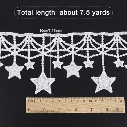 FINGERINSPIRE 7.5 Yards Lace Trim with Leaf Tassel Ribbon White Sewing Fringe Crafts Decorative Trim for Wedding Bridal Dress Party Clothes Decoration in Saudi Arabia