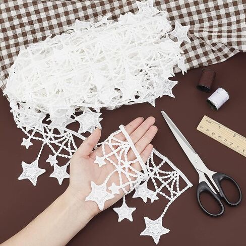 FINGERINSPIRE 7.5 Yards Lace Trim with Leaf Tassel Ribbon White Sewing Fringe Crafts Decorative Trim for Wedding Bridal Dress Party Clothes Decoration in Saudi Arabia
