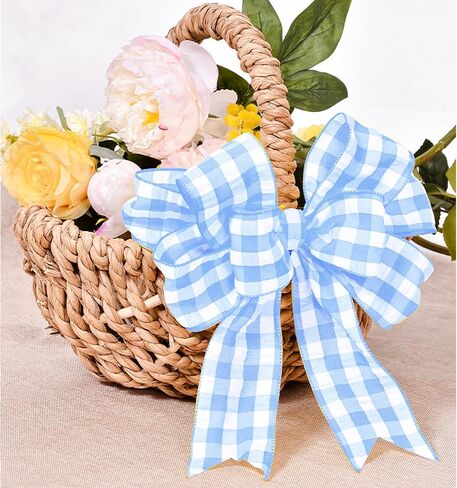 2.5" X 10 Yards Yellow and White Buffalo Plaid Wired Ribbon, Spring Yellow Check Farmhouse Craft Ribbon for DIY Gift Wrapping Wreath Spring Holiday Easter Tree Bow Decoration in Saudi Arabia