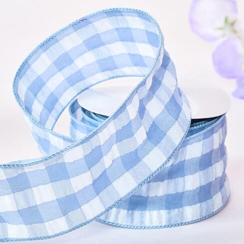 2.5" X 10 Yards Yellow and White Buffalo Plaid Wired Ribbon, Spring Yellow Check Farmhouse Craft Ribbon for DIY Gift Wrapping Wreath Spring Holiday Easter Tree Bow Decoration in Saudi Arabia