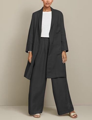 IDEALSANXUN Womens Long Cotton Linen Blazer Casual Lightweight Spring Jackets in Saudi Arabia