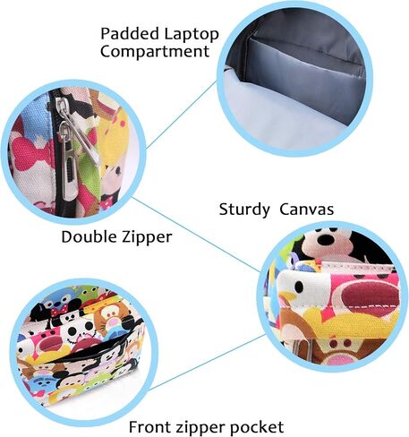 Mickey Minnie Comic Style Canvas Casual Daypack with 15 in Laptop Storage Compartment in Saudi Arabia