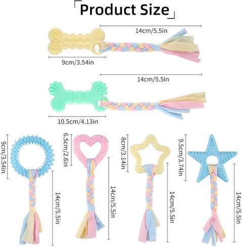 6 PCS Puppy Chew Toys for Teething Small Breed, Puppy Teething Ring, Soft Rubber Durable Dog Teething Toys, Rope Dog Toys, Funny Interactive Toy, Puppy Toys for Small Puppies, Dog Toys Set (Style 3) in Kuwait