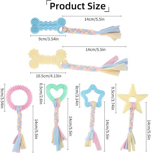 6 PCS Puppy Chew Toys for Teething Small Breed, Puppy Teething Ring, Soft Rubber Durable Dog Teething Toys, Rope Dog Toys, Funny Interactive Toy, Puppy Toys for Small Puppies, Dog Toys Set (Style 3) in Kuwait