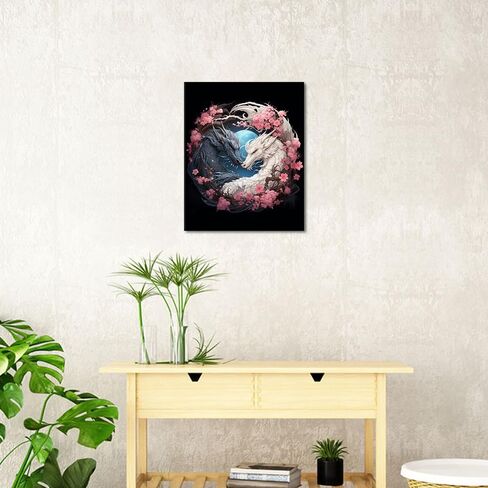 Paint by Numbers for Adults Japanese Style Moutain with Flowers Paint by Numbers for Adults Beginners, Paint by Number Canvas Decoration (16x20 in) in Saudi Arabia