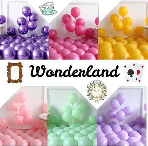 Alice in Wonderland Balloon Garland Arch Kit ، 163pc البالونات الأرجواني الوردي قوس قزح مع البالونات الشطرنج لحفل الشاي الربيعي OneDerland عيد ميلاد ديكورات حفلة استحمام الطفل in Kuwait