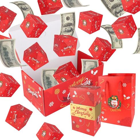 Surprise Gift Box Explosion Money Box, Surprise Gift Box Explosion, Birthday Explosion Box, Surprise Money Box, 12 Bounces Folding Bouncing Surprise Explosion Gift Box for Christmas (red) in Saudi Arabia