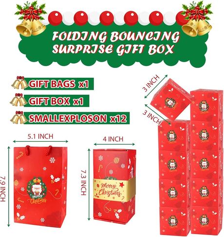 Surprise Gift Box Explosion Money Box, Surprise Gift Box Explosion, Birthday Explosion Box, Surprise Money Box, 12 Bounces Folding Bouncing Surprise Explosion Gift Box for Christmas (red) in Saudi Arabia
