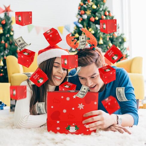 Surprise Gift Box Explosion Money Box, Surprise Gift Box Explosion, Birthday Explosion Box, Surprise Money Box, 12 Bounces Folding Bouncing Surprise Explosion Gift Box for Christmas (red) in Saudi Arabia