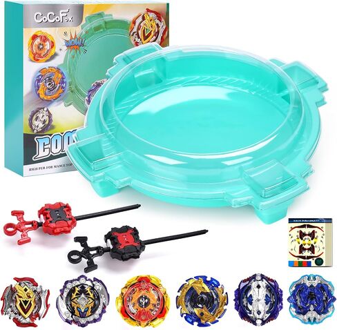 COCOFOX Bey Battling Top Burst Toy Blade Set Game Complete Battle Game Set with Stadium, 6 Battling Tops and 2 Launchers, Toys for 6 Year Old Boys & Girls & Up (Amazon Exclusive) Green in Kuwait