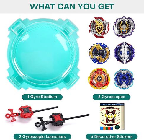 COCOFOX Bey Battling Top Burst Toy Blade Set Game Complete Battle Game Set with Stadium, 6 Battling Tops and 2 Launchers, Toys for 6 Year Old Boys & Girls & Up (Amazon Exclusive) Green in Kuwait