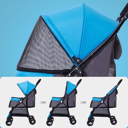 Foldable Jogger Pet Stroller with Weather Cover Storage Basket Pet Travel Carrier for S/M Dogs Cats up to 50lbs (Black) in Saudi Arabia