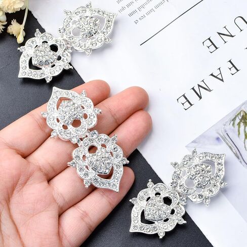WANDIC Cloak Clasp Fasteners, 3 Pcs 6.3CM Silver Cape Clips with Rhinestone Vintage Snap Sweater Buttons for Clothing Sweater Shawl in Kuwait