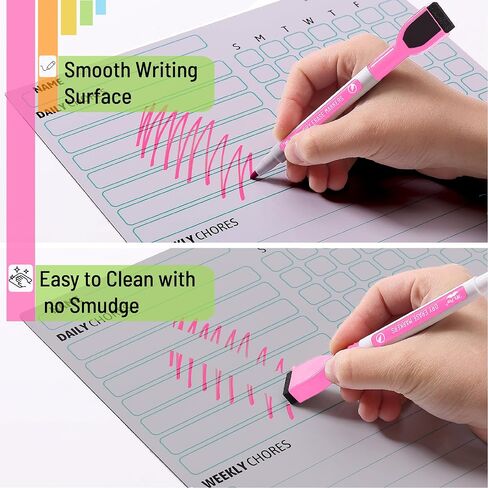 Mr. Pen Magnetic Dry Eraser Chore Board for Multiple Kids, 2 Pack with 6 Eraser Cap Markers, Refrigerator Magnetic Chore Chart in Saudi Arabia