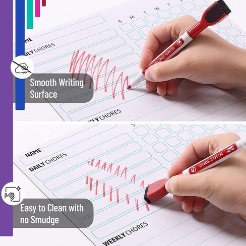 Mr. Pen Magnetic Dry Eraser Chore Board for Multiple Kids, 2 Pack with 6 Eraser Cap Markers, Refrigerator Magnetic Chore Chart in Saudi Arabia