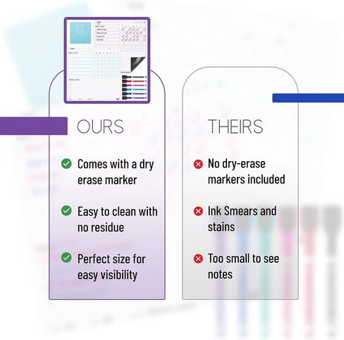 Mr. Pen Magnetic Dry Eraser Chore Board for Multiple Kids, 2 Pack with 6 Eraser Cap Markers, Refrigerator Magnetic Chore Chart in Saudi Arabia
