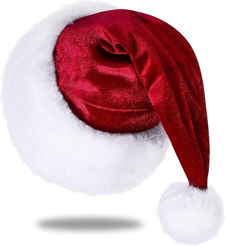 Santa Hat, Santa Hat for Kids, Unisex Velvet Comfort Green Christmas Hats Extra Thicken Classic Plush for Christmas New Year Festive Holiday Party Supplies in Saudi Arabia