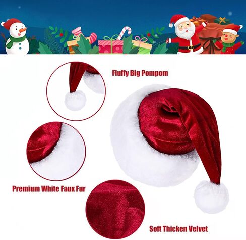 Santa Hat, Santa Hat for Kids, Unisex Velvet Comfort Green Christmas Hats Extra Thicken Classic Plush for Christmas New Year Festive Holiday Party Supplies in Saudi Arabia