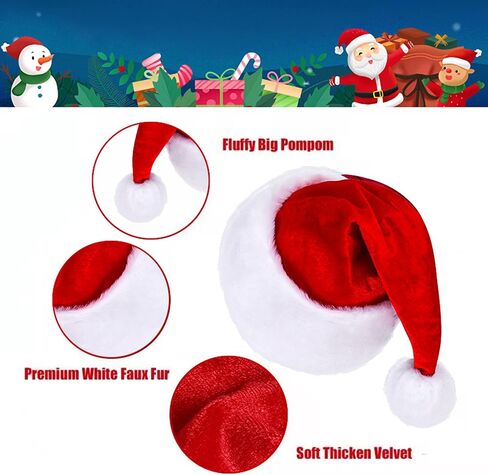 Santa Hat, Santa Hat for Kids, Unisex Velvet Comfort Green Christmas Hats Extra Thicken Classic Plush for Christmas New Year Festive Holiday Party Supplies in Saudi Arabia