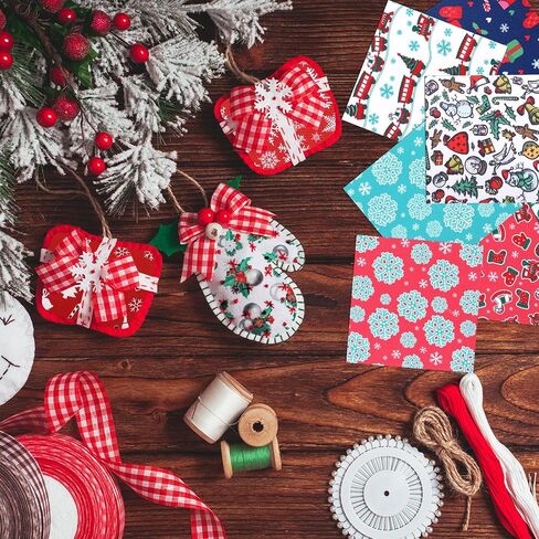 Preboun 100 Pcs 5 x 5 Inches Christmas Fabric Square Quilting Fabric Squares Bundle Sewing 25 Different Christmas Patterns Precut Polyester Patchwork for DIY Christmas Sewing Crafting Supplies in Saudi Arabia