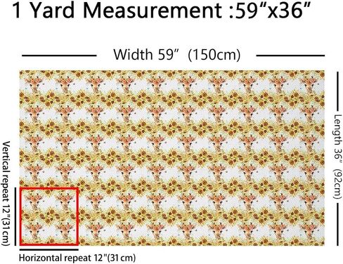 Feelyou Cute Highland Cow Fabric by The Yard 1 Yard Cartoon Animal Decorative Waterproof Outdoor Fabric Flower Floral Print Upholstery Fabric for Chairs Farm Zoo Garden Theme DIY Reupholstery Fabric in Kuwait