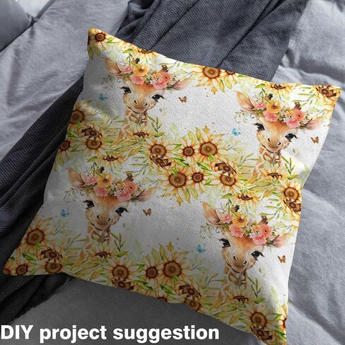 Feelyou Cute Highland Cow Fabric by The Yard 1 Yard Cartoon Animal Decorative Waterproof Outdoor Fabric Flower Floral Print Upholstery Fabric for Chairs Farm Zoo Garden Theme DIY Reupholstery Fabric in Kuwait