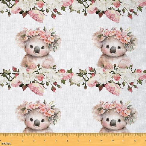 Feelyou Cute Highland Cow Fabric by The Yard 1 Yard Cartoon Animal Decorative Waterproof Outdoor Fabric Flower Floral Print Upholstery Fabric for Chairs Farm Zoo Garden Theme DIY Reupholstery Fabric in Kuwait