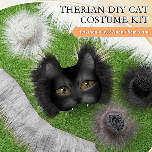 Seenelling 6 Pcs 1.97" x 39.37" Faux Fur Strips for Therian Mask Fluffy Fuzzy Fabric Craft Fur for Therian Gear Furry Mask DIY Material (Classic Color) in Kuwait