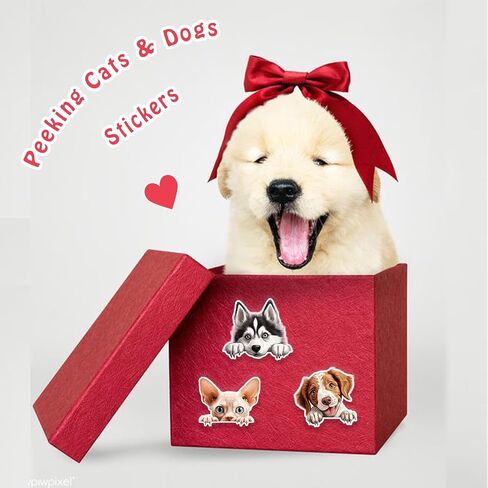 100PCS Pet Stickers for Water Bottle Laptop, Cute Cats and Dogs Vinyl Decals, Waterproof Sticker Pack for Kids Teens Adults Use on Phone Case Scrapbook in Saudi Arabia