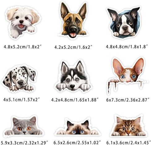 100PCS Pet Stickers for Water Bottle Laptop, Cute Cats and Dogs Vinyl Decals, Waterproof Sticker Pack for Kids Teens Adults Use on Phone Case Scrapbook in Saudi Arabia