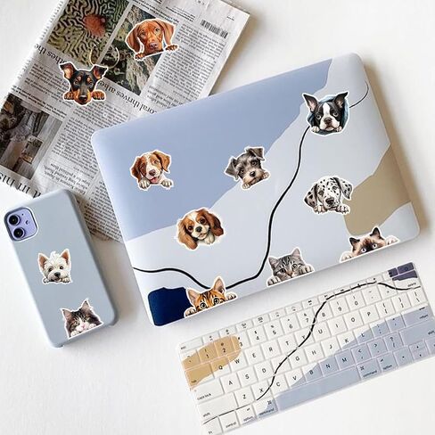 100PCS Pet Stickers for Water Bottle Laptop, Cute Cats and Dogs Vinyl Decals, Waterproof Sticker Pack for Kids Teens Adults Use on Phone Case Scrapbook in Saudi Arabia