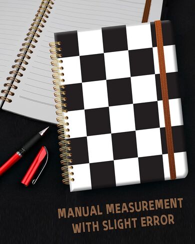 Ruled Spiral Writing Notebook,A5 Hardcover Lined College Journal for Women Lady,Fashion Puppy Watercolor Strong Twin-Wire Binding with Premium Paper,8.4" X 6",Perfect for School,Office,Home Gifts(Black White Checker) in Kuwait