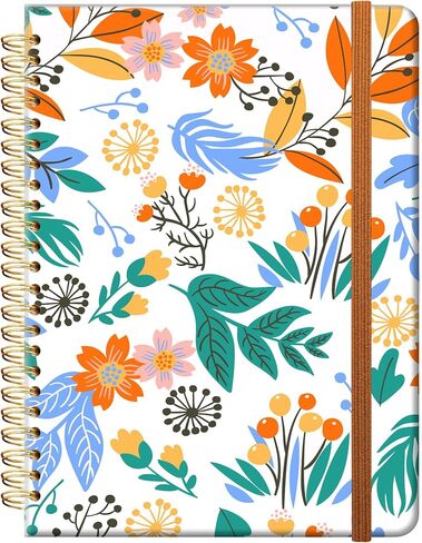 Ruled Spiral Writing Notebook,A5 Hardcover Lined College Journal for Women Lady,Fashion Puppy Watercolor Strong Twin-Wire Binding with Premium Paper,8.4" X 6",Perfect for School,Office,Home Gifts(Black White Checker) in Kuwait