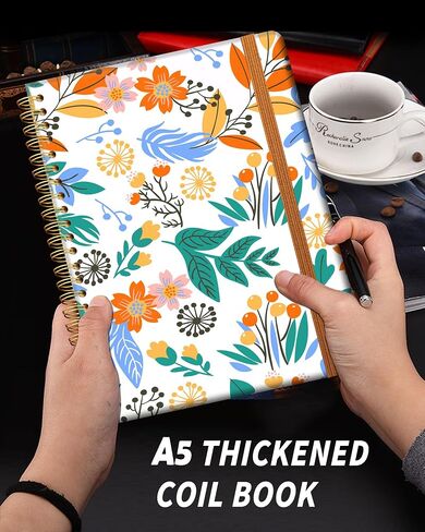 Ruled Spiral Writing Notebook,A5 Hardcover Lined College Journal for Women Lady,Fashion Puppy Watercolor Strong Twin-Wire Binding with Premium Paper,8.4" X 6",Perfect for School,Office,Home Gifts(Black White Checker) in Kuwait