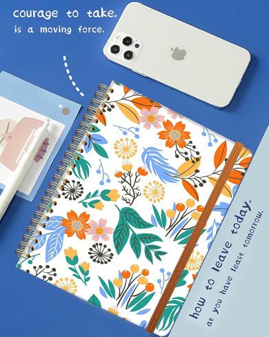 Ruled Spiral Writing Notebook,A5 Hardcover Lined College Journal for Women Lady,Fashion Puppy Watercolor Strong Twin-Wire Binding with Premium Paper,8.4" X 6",Perfect for School,Office,Home Gifts(Black White Checker) in Kuwait