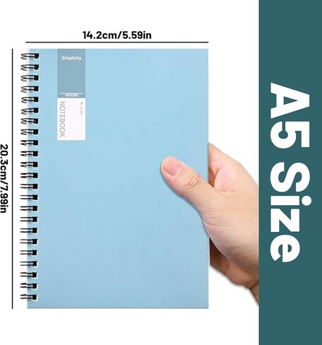 GINCEVHY Spiral Notebook, 4 Pack 8" x 5.6" A5 Softcover 8mm Ruled Spiral Notebooks with 4 Colors, 70GSM Thick Paper, 80 Sheets -160 Pages Per Spiral Notebook Journal for Work,Study and Notes in Saudi Arabia