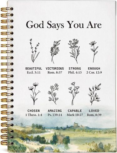 God Says You are Christian Notebook, Floral Christian Journal for Women, Bible Journal Notebook, Church Notes Notebook, Inspirational Hardcover Spiral Notebook Journal 5.5x8.3 Inch in Saudi Arabia
