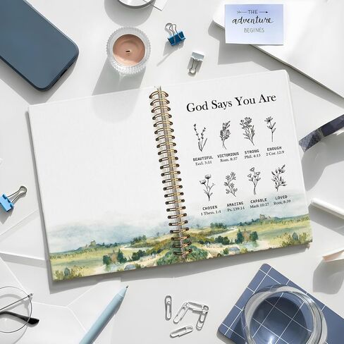 God Says You are Christian Notebook, Floral Christian Journal for Women, Bible Journal Notebook, Church Notes Notebook, Inspirational Hardcover Spiral Notebook Journal 5.5x8.3 Inch in Saudi Arabia