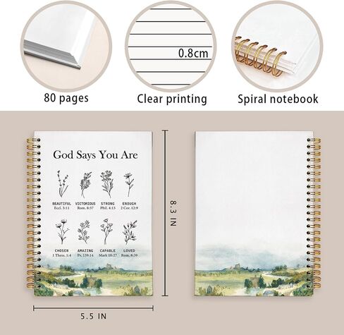 God Says You are Christian Notebook, Floral Christian Journal for Women, Bible Journal Notebook, Church Notes Notebook, Inspirational Hardcover Spiral Notebook Journal 5.5x8.3 Inch in Saudi Arabia