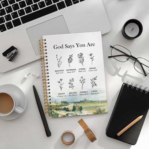 God Says You are Christian Notebook, Floral Christian Journal for Women, Bible Journal Notebook, Church Notes Notebook, Inspirational Hardcover Spiral Notebook Journal 5.5x8.3 Inch in Saudi Arabia