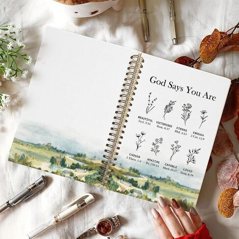 God Says You are Christian Notebook, Floral Christian Journal for Women, Bible Journal Notebook, Church Notes Notebook, Inspirational Hardcover Spiral Notebook Journal 5.5x8.3 Inch in Saudi Arabia