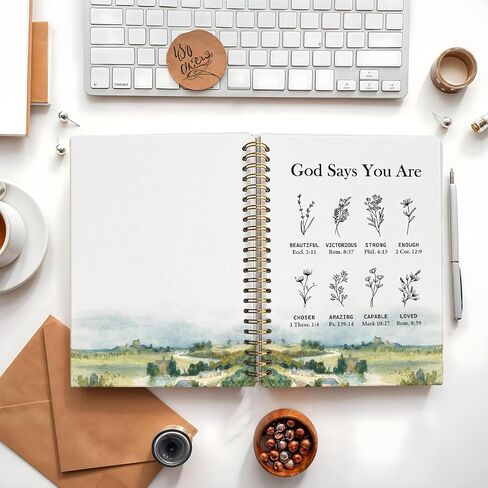 God Says You are Christian Notebook, Floral Christian Journal for Women, Bible Journal Notebook, Church Notes Notebook, Inspirational Hardcover Spiral Notebook Journal 5.5x8.3 Inch in Saudi Arabia
