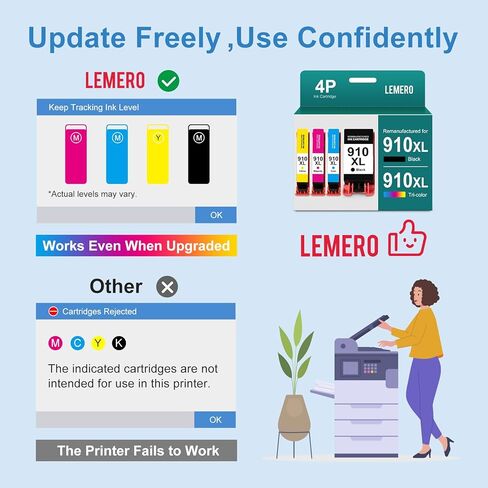 LEMERO 910XL Ink Cartridges Combo Pack Replacement for HP 910 910XL Ink Work for HP OfficeJet 8012e 8014e 8015e 8010e 8022e OfficeJet Pro 8025e 8020e 8028e 8034e 8035e 8020, 4-Pack in Saudi Arabia