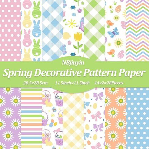 56 ورقة ربيع عيد الفصح حزمة الورق - 14 تصميمات A4 SCIST SCRAPBOOK Premium Perperty Preportive jouleter 8.5 "X11" ورقة حرفية ل DIY عيد الفصح in Kuwait