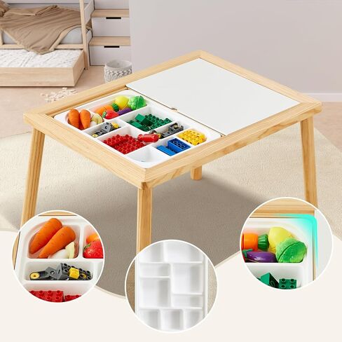 Beright Storage Tray with Compartments, Compatible with Beright Sensory Table, Stackable Plastic Storage Bins, Children Storage Box for Building Blocks, Toy, Craft, Tool, White in Saudi Arabia